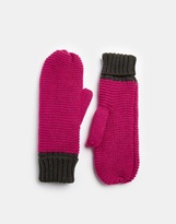 Thumbnail for your product : Pieces Chunky Knit Mittens with Ribbed Cuff