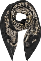 Thumbnail for your product : Roberto Cavalli Natural Black Pattern and Leopard Print Silk Square Scarf
