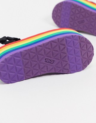 Teva Flatform Universal Pride rainbow sole sandals in black