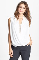Thumbnail for your product : Vince Camuto Lace Inset Faux Wrap Front Shirttail Blouse