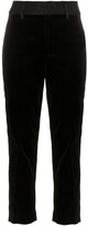 Thumbnail for your product : Frame Contrasting Waist Cropped Velvet Trousers