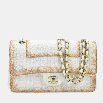 Chanel White Canvas Medium Wool Double Flap Bag - ShopStyle