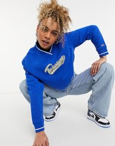 Thumbnail for your product : Tommy Jeans V neck front logo cropped sweatshirt in blue