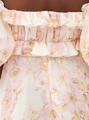 Giambattista Valli Puff-sleeved Floral-print Georgette Gown - Beige Print