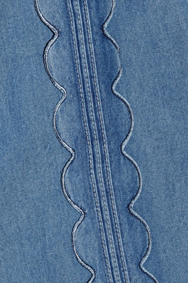 MiH Jeans Ile Scalloped Cotton-Chambray Shirt