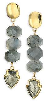 Nest Women's Pyrite, Labradorite & 24K Goldplated Arrowhead Drop Earrings