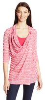 Thumbnail for your product : Sag Harbor Women's Long Sleeve Cascade Cardigan with Full Tank Top