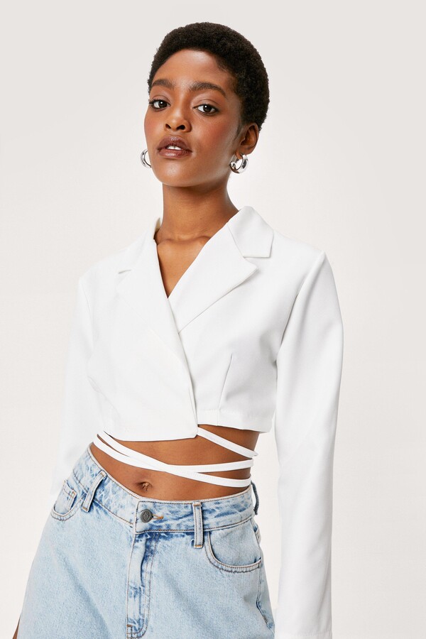 white cropped jacket
