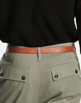 Thumbnail for your product : ASOS DESIGN smart faux leather skinny belt with gold buckle in tan