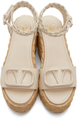 Valentino Garavani Off-White VLogo Wedge Sandals