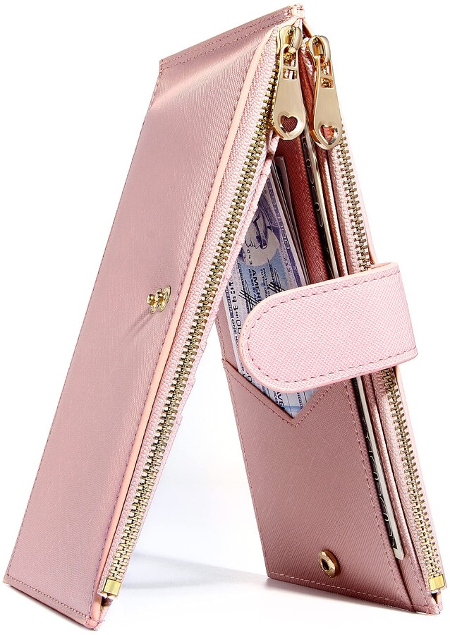 Womens Leather Wallet RFID Blocking Credit Card Holder Multi Card with Zipper