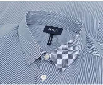 Armani Jeans Aj Logo Slim Fine Striped Poplin Shirt