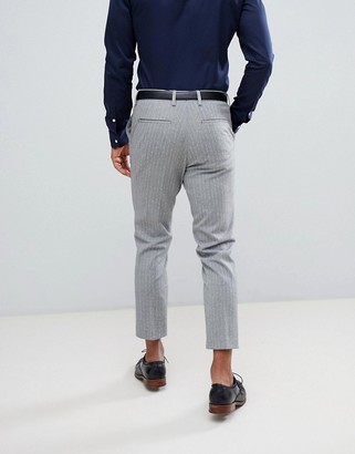 ASOS DESIGN skinny crop smart pants in gray pinstripe