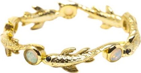 Nasi Silver White Eternity Neshama Fish Band- Opal, Gold