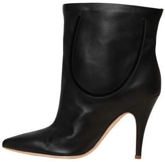 Moschino 100mm Logo Leather Ankle Boots