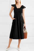 Thumbnail for your product : Carven Smocked Cotton-poplin Midi Dress