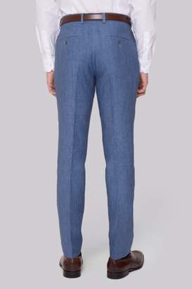 Moss Bros Slim Fit Sky Blue Linen Pants