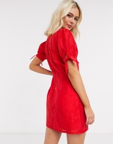 Thumbnail for your product : Moon River bow detail mini dress in red