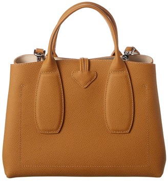 Longchamp Roseau Luxe Medium Calf Leather Top-Handle Tote Bag with Shoulder  Strap - ShopStyle