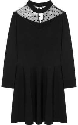 Ungaro Tulle-Paneled Stretch-Knit Mini Dress