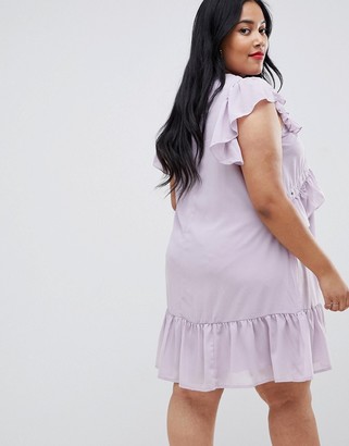ASOS CURVE Swing Tea mini dress with Lace Up & Eyelet Detail