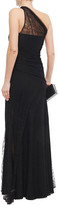 Thumbnail for your product : Roberto Cavalli One-shoulder Gathered Lace-layered Crepe Gown