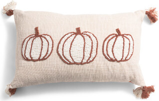 TJMAXX 14X24 French Knot Pumpkins Pillow, Cotton/Polyester/Acrylic