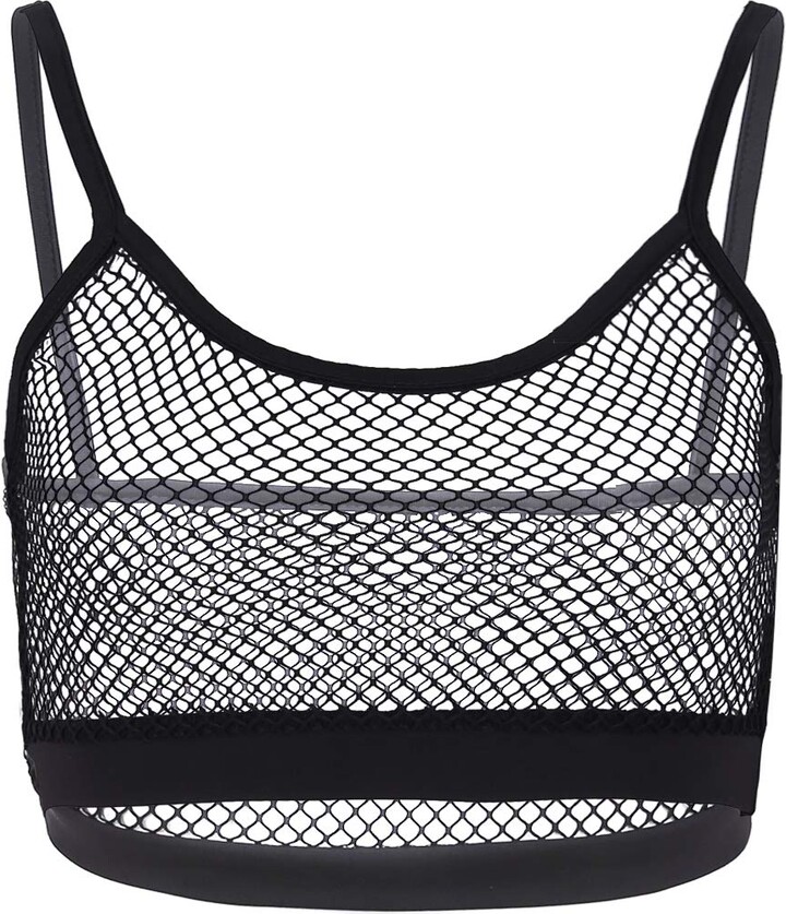 dPois Women's Sheer Mesh Crop Top Vest Camisole Sexy See Through ...