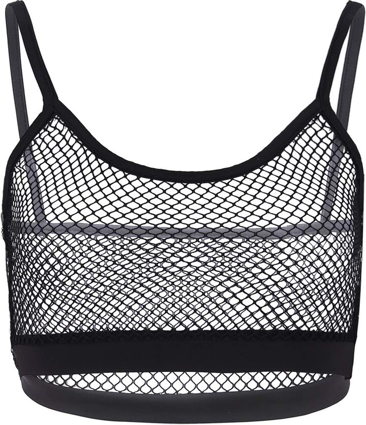 dPois Women's Sheer Mesh Crop Top Vest Camisole Sexy See Through
