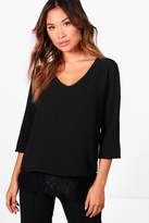 Thumbnail for your product : boohoo Rebecca Lace Hem Blouse