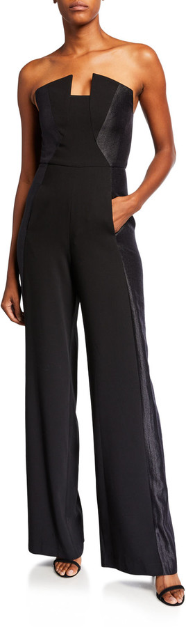 strapless tuxedo jumpsuit