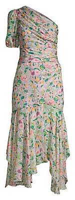 AMUR Women's Laura Floral Silk Asymmetric Dress
