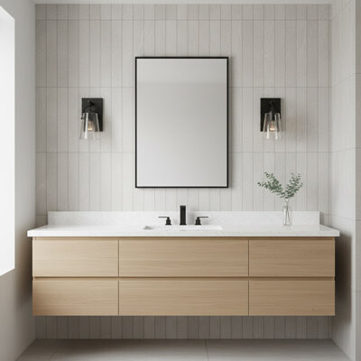 Hinkley Foster Single Light Bath Wall Sconce w/ Clear Glass Shade