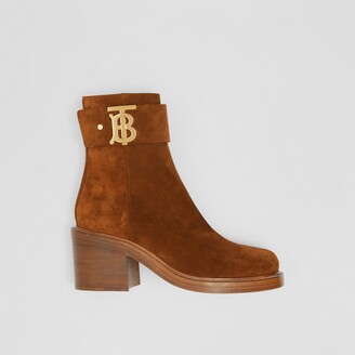 Burberry Monogram Motif Suede Block-heel Boots