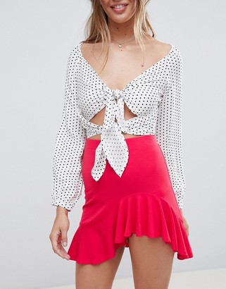 ASOS DESIGN mini skirt with curved hem and frill