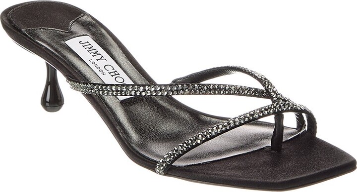 Jimmy Choo Etana Mule 50 Satin & Leather Sandal