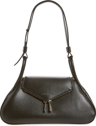 Women's Feminine Rectangular Handbag - Three Straps / Silver Hardware /  Black
