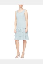 Thumbnail for your product : SL Fashions Lace Shoulder Beaded Tiered Dress