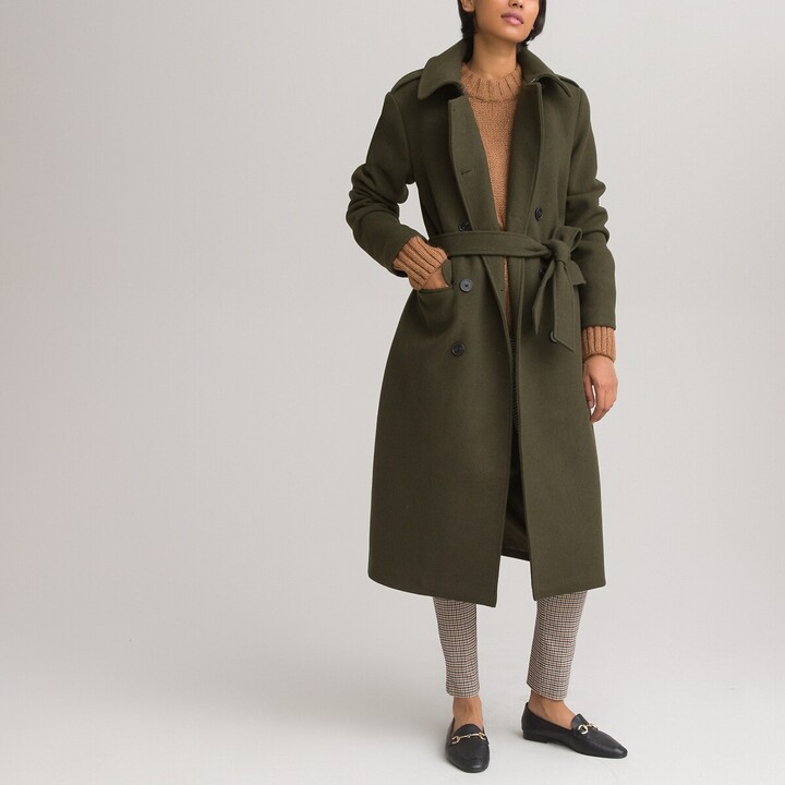 khaki green wool coat