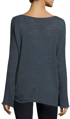 Minnie Rose Knotted Linen-Blend Pullover Top