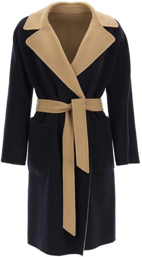 Weekend Max Mara RAIL Camel and Navy Double Faced Reversible Coat 50160319  014 - ShopStyle