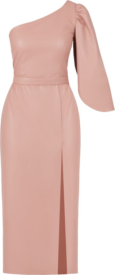Undress Orange Noomi One Shoulder Blush Pink Midi Dress