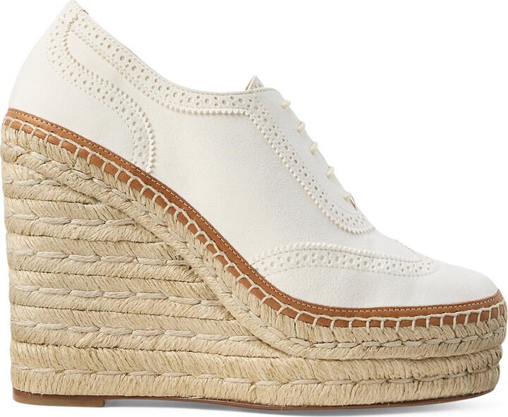 Ralph Lauren Collection Leather Barlowe Wedge Espadrilles 110