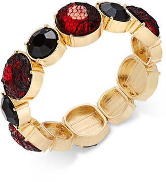 Thalia Sodi Gold-Tone Red Lace Stone Stretch Bracelet, Only at Macy's