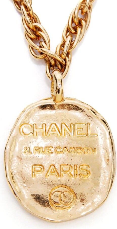 Vintage CHANEL CC Rhinestone Logo Medallion Gold Chain Pearl Seahorse, Moonstone Vintage