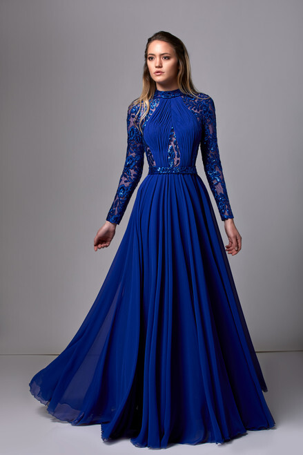 royal blue long sleeve dress