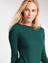 Thumbnail for your product : Marks and Spencer Ribbed Slash Neck Long Sleeve T-Shirt