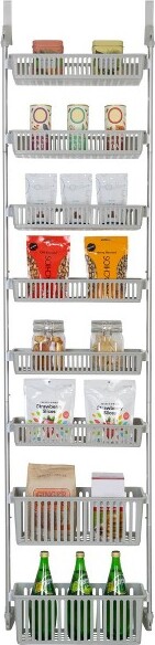 Smart Design SmartDesign8-TierOverTheDoorHangingPantryOrganizerwith6fullBasketsand2DeepBasketsGray:SteelKitchenStorage77\