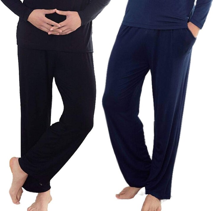Wantschun Mens Modal Bamboo Fiber Lounge Pants Trousers Pajama Bottoms  Black+Blue Large - ShopStyle Sleepwear