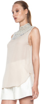 Thumbnail for your product : Haute Hippie Pearl & Crystal Embellished Silk Top in Buff